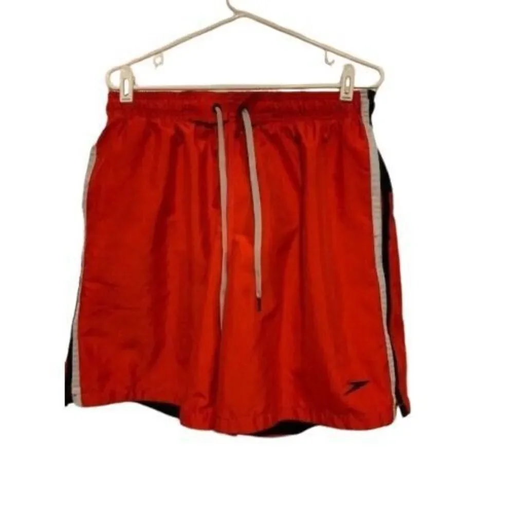 SPEEDO SIZE LARGE RED/BLACK SWIM TRUNKS